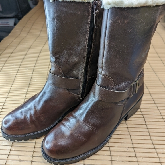 Cole Haan "Champlain" side zip faux fur trim, waterproof women's sz 8.5B distres - Picture 2 of 12